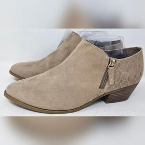 Dr. Scholls Brief Women's Faux Suede Tan Side Zip Memory Foam Ankle Boot Size 11